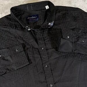 Limited Edition Robert Graham Subtle Geometric Textured Black Button Up | 2XL